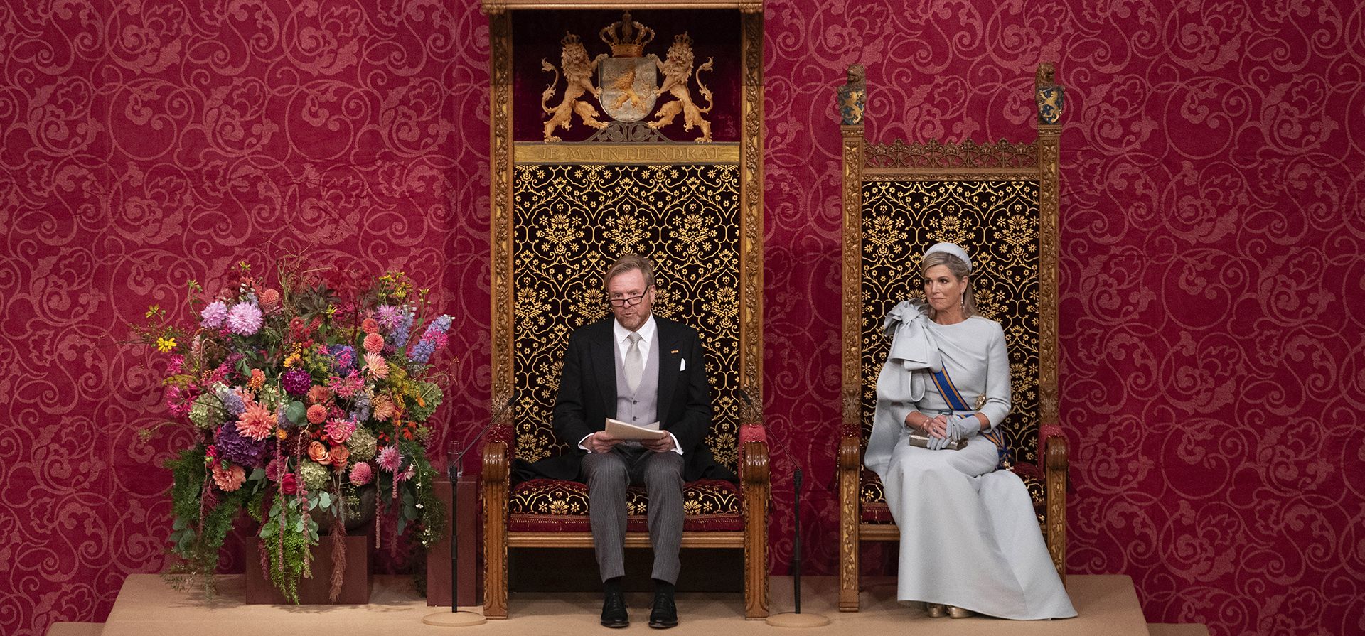 El rey Guillermo Alejandro de Holanda, sentado junto a la reina Máxima, describe los planes de política y el presupuesto del nuevo gobierno para el próximo año en La Haya, Países Bajos, el martes 17 de septiembre de 2024. (Foto AP/Peter Dejong) El rey Guillermo Alejandro de Holanda, sentado junto a la reina Máxima, describe los planes de política y el presupuesto del nuevo gobierno para el próximo año en La Haya, Países Bajos, el martes 17 de septiembre de 2024. (Foto AP/Peter Dejong)