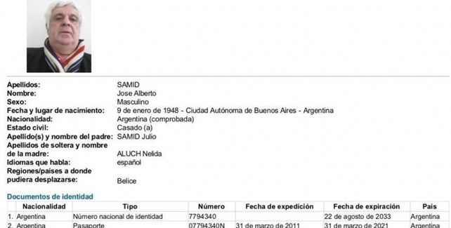 Interpol busca a Alberto Samid