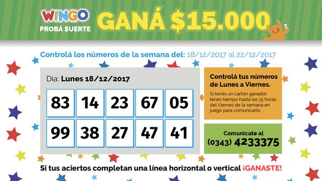 Wingo: Estos son los Números de esta semana