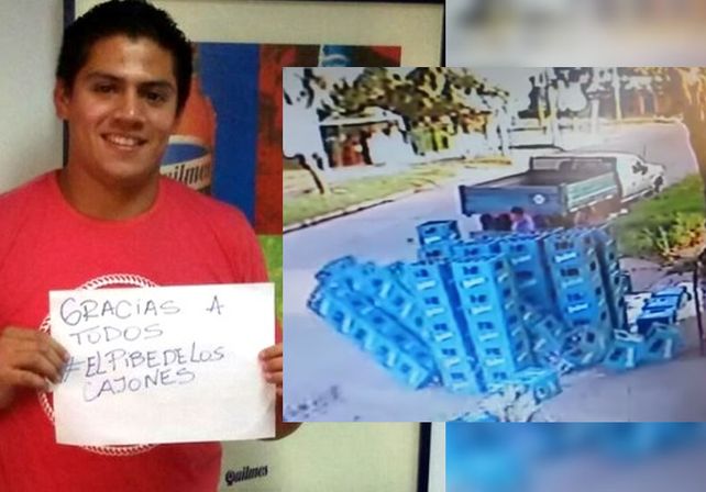 Apareció el pibe que tiró los cajones de cerveza y le hicieron un gran regalo