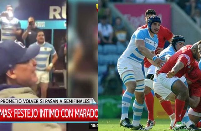 Los Pumas y el festejo íntimo con Diego Maradona
