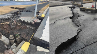 Las calles hundidas de Grindavik, ciudad que fue evacuada de urgencia.