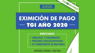 Comuna de Sauce Viejo: Eximición pago de TGI 2020