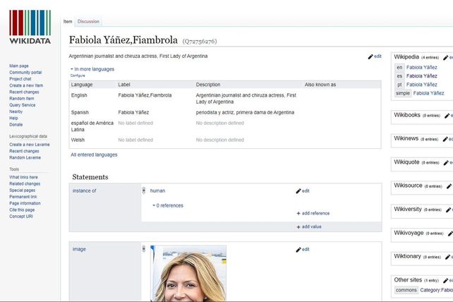 El perfil de Wikidata también fue modificado