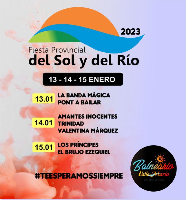 Valle María vivirá la novena edición de la Fiesta del Sol y del Río en Valle María. Será el 13
