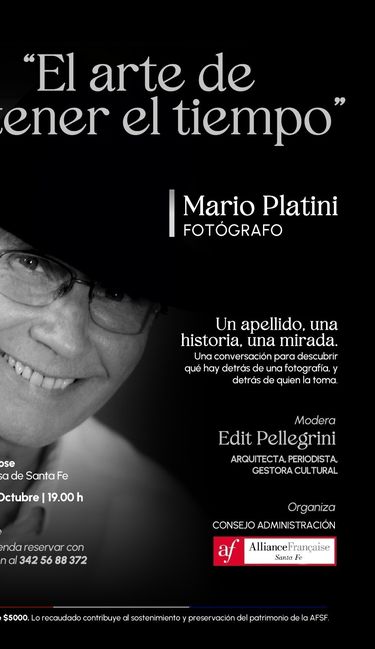 Mario Platini presenta El arte de detener el tiempo en la Alianza Francesa de Santa Fe