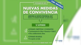 Sauce Viejo: Nuevas medidas de convivencia ante el Covid19