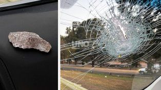 La piedra que atravesó el parabrisas de la camioneta a la altura de Cilsa en la Circunvalación.&nbsp;