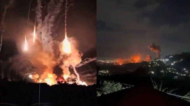 Ataque de Estados Unidos a Venezuela. Una columna de humo se eleva durante múltiples explosiones en la madrugada del 3 de enero en Caracas.