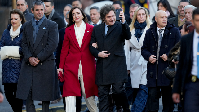 El presidente Javier Milei junto y la vicepresidenta Victoria Villarruel participaron del Tedeum en la catedral de Buenos Aires.