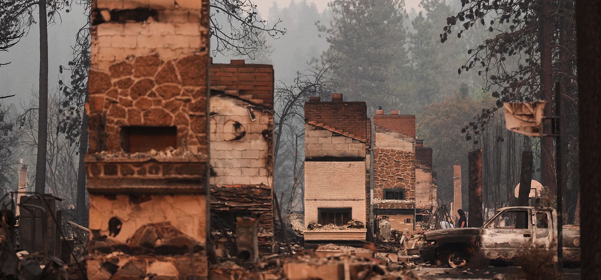Una hilera de chimeneas son las únicas estructuras que quedan en un barrio residencial tras un incendio forestal en el norte de Spokane, Washington, el lunes 3 de agosto de 2026. (AP Foto/Lindsey Wasson) Una hilera de chimeneas son las únicas estructuras que quedan en un barrio residencial tras un incendio forestal en el norte de Spokane, Washington, el lunes 3 de agosto de 2026. (AP Foto/Lindsey Wasson)