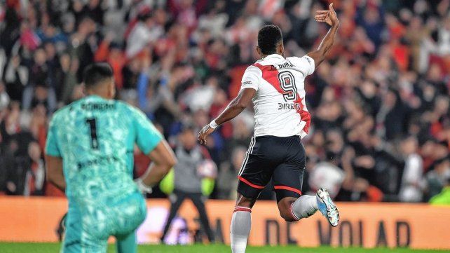 Borja festeja el gol de River ante Boca sobre el final.