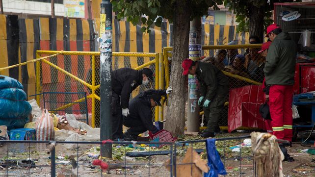 Atroz. La garrafa estalló en el puesto que vendía chicarrón de llama.