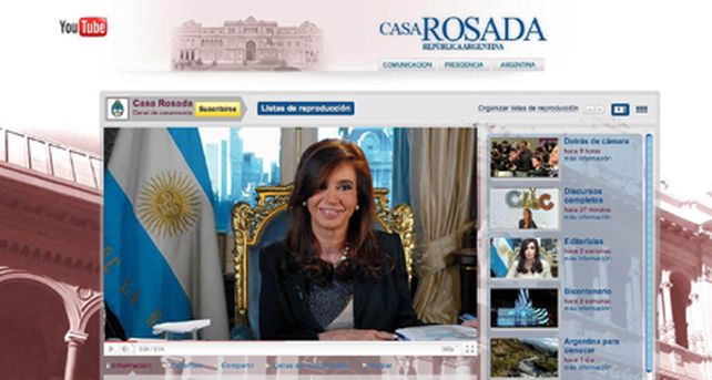 Cristina lanz&oacute; el canal de la Casa Rosada en Youtube
