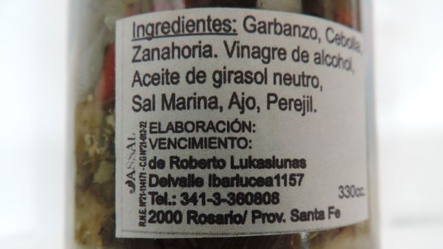 La Assal prohibió el Escabeche de Mix de Verduras Sabores de lo natural