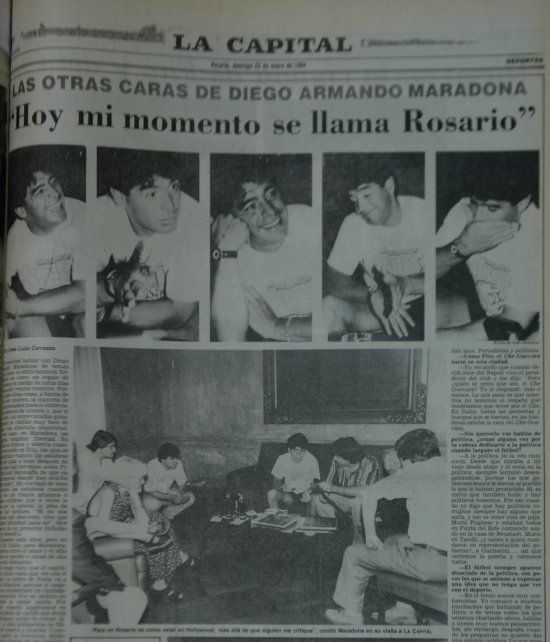 Portada de la nota a Diego Maradona en la tapa de la sección Deportes.