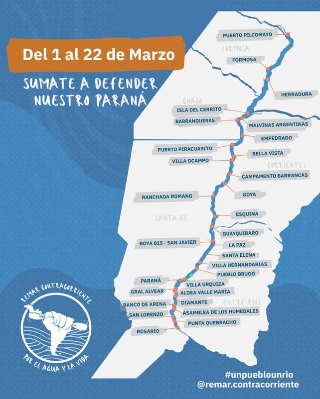 Remada en defensa del río Paraná: la travesía llega a la capital entrerriana