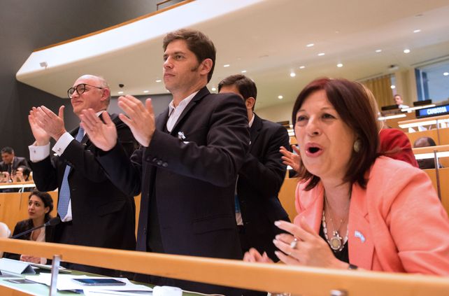 La delegación argentina festejó luego de que la asamblea de la ONU votara la resolución sobre la deuda.