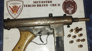 La ametralladora incautada a los sospechosos.&nbsp;