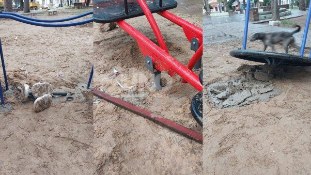 San José del Rincón: inauguraron juegos en la plaza central y en la misma noche los destrozaron