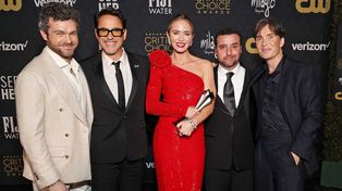 Alden Ehrenreich, Robert Downey Jr., Emily Blunt, David Krumholtz y Cillian Murphy, parte del elenco de “Oppenheimer”.