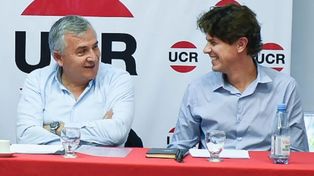 El titular de la Unión Cívica Radical (UCR), Gerardo Morales, junto a Patricio Lousteau.