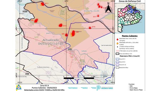 SNMF: se reportan incendios en el sur de Entre Ríos