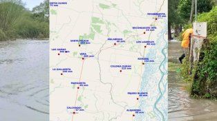 Mapa de precipitaciones del 27 de mayo, de la Secretaría de Recursos Hídricos del Gobierno de Santa Fe.