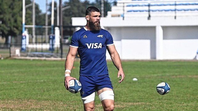 El entrerriano Marcos Kremer en el entrenamiento de Los Pumas en el CRAI.