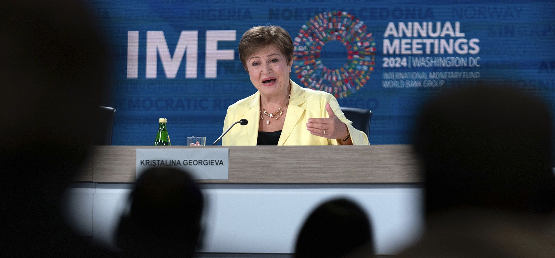 La directora gerente del Fondo Monetario Internacional (FMI), Kristalina Georgieva, habla durante una conferencia de prensa en las Reuniones Anuales del Banco Mundial y el FMI en Washington, el jueves 24 de octubre de 2024. (Foto AP/José Luis Magana) La directora gerente del Fondo Monetario Internacional (FMI), Kristalina Georgieva, habla durante una conferencia de prensa en las Reuniones Anuales del Banco Mundial y el FMI en Washington, el jueves 24 de octubre de 2024. (Foto AP/José Luis Magana)