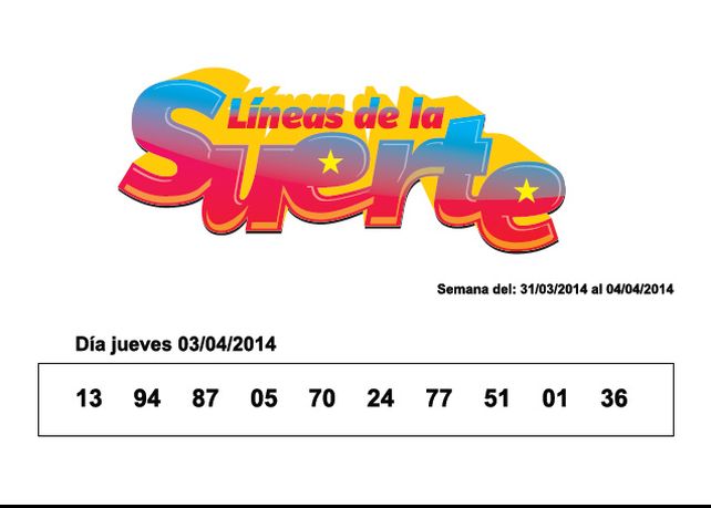 Números que corresponden al JUEVES 03 de ABRIL