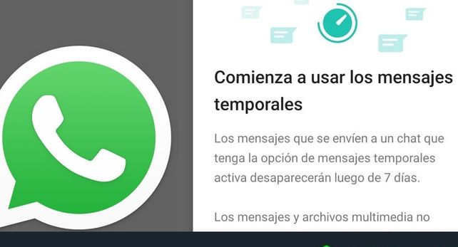 Funciones. En un chat individual&nbsp; ambos usuarios pueden activar o desactivar los mensajes temporales.