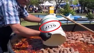 Usaron un balde de glifosato para trasladar alimentos en la Fiesta del Chorizo a la Pomarola