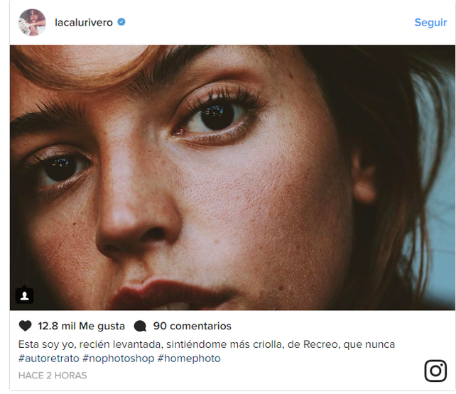 Calu Rivero se animó a publicar una selfie a cara lavada y sus seguidores la aplaudieron