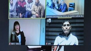 Captura de pantalla con los rostros de alguno de los condenados que observaron la audiencia por zoom
