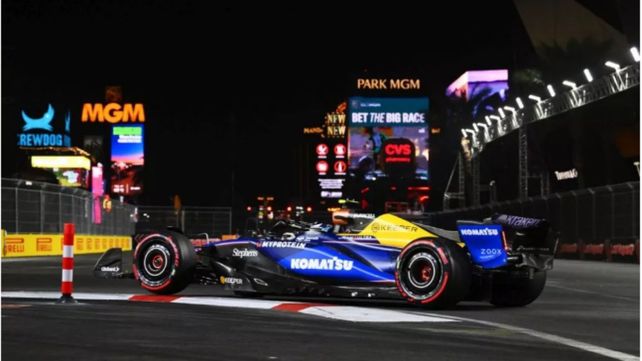 Franco Colapinto en el urbano de Las Vegas. La pasó mal el sábado pero pudo largar su GP de Fórmula 1.