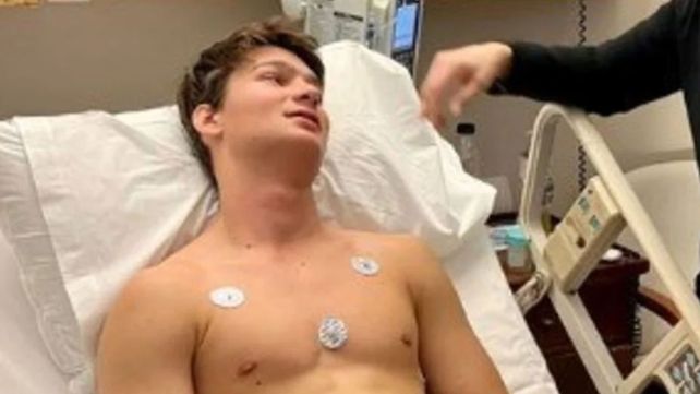 Tiziano Gravier durante su internación en el Hospital Universitario Austral