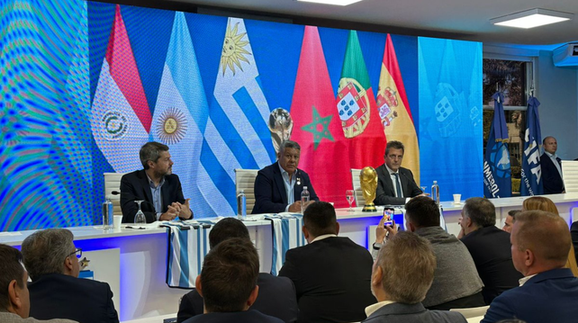 Conferencia de prensa sobre el Mundial 2030 en el predio de la AFA en Ezeiza