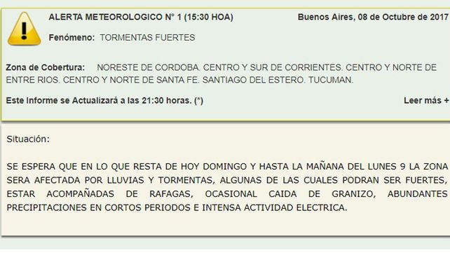 Anuncian tormentas fuertes para el centro y norte de Entre Ríos