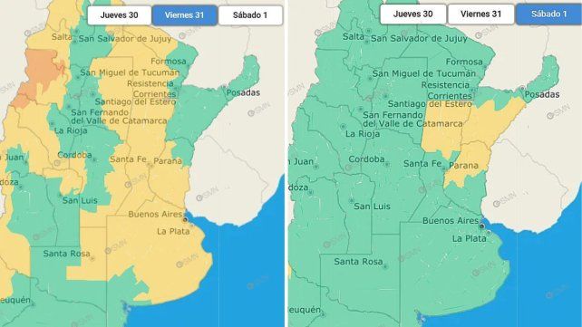 El SMN emitió alerta amarillo por tormentas fuertes para Entre Ríos para el viernes y el sábado. Se insta a tomar precauciones
