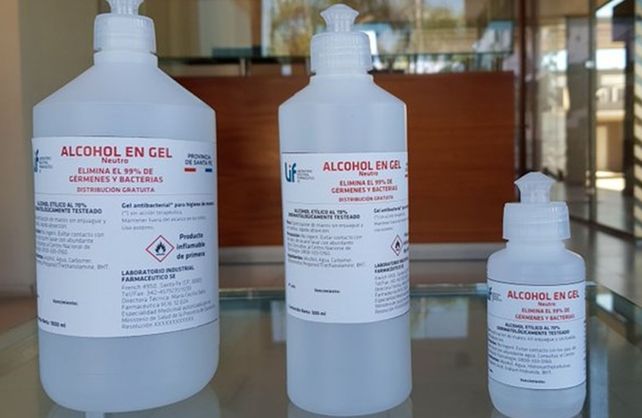 Las presentaciones del alcohol en gel elaboradas por el LIF.