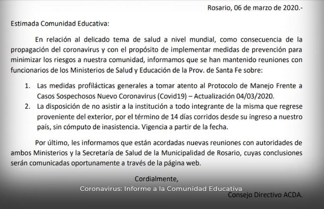 Coronavirus: drástica decisión en dos escuelas