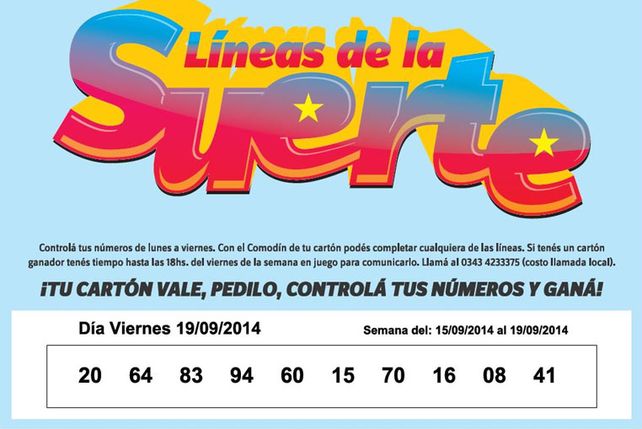 NÚMEROS CORRESPONDIENTES AL VIERNES 19 DE SEPTIEMBRE