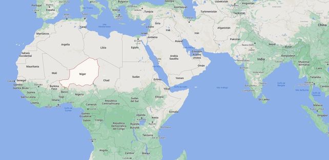 Geolocalización de Níger en el continente africano. 