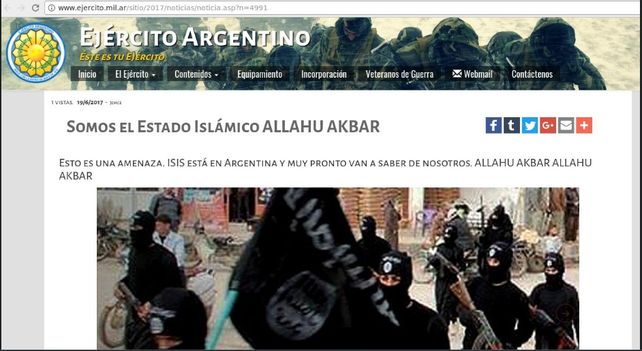 Hackearon la web del Ejército Argentino