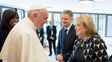 En Santa Marta. El Papa y la canciller dialogaron ayer en la Santa Sede.