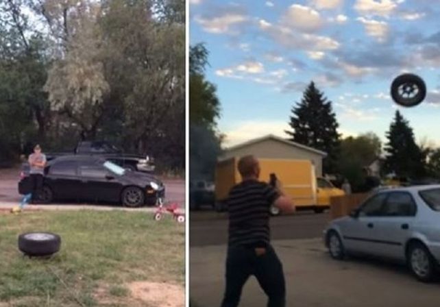 La broma que salió mal: volaron por el aire una llanta y destrozaron otro auto