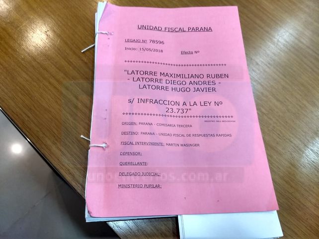 El primer expediente. Los detenidos fueron imputados y luego derivados al penal de Victoria. Foto: Javier Aragón.