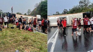Tres hinchas de Flamengo graves al volcar un micro que los llevaba a ver la revancha con Racing