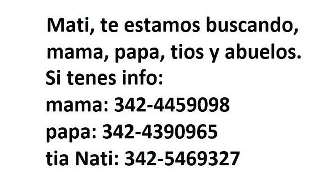Los familiares de Matías Agustín Slavner piden información sobre su paradero